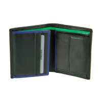 Чоловічий шкіряний гаманець із монетницею Visconti BD22 c RFID - Dr. No (Black/Cobalt/Green)