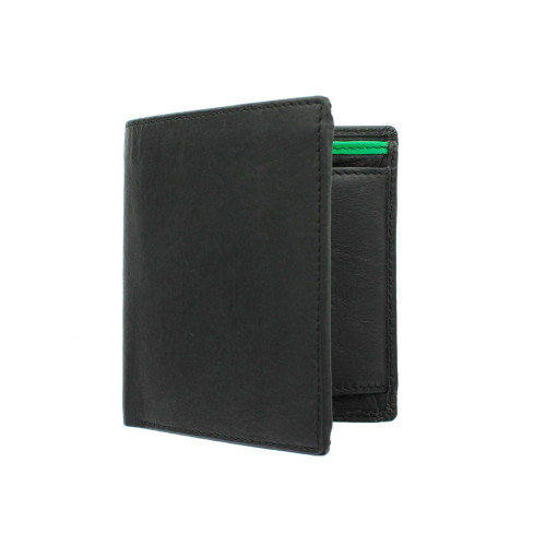 Мужской кожаный кошелек с монетницей Visconti BD22 c RFID Dr. No (Black/Cobalt/Green)