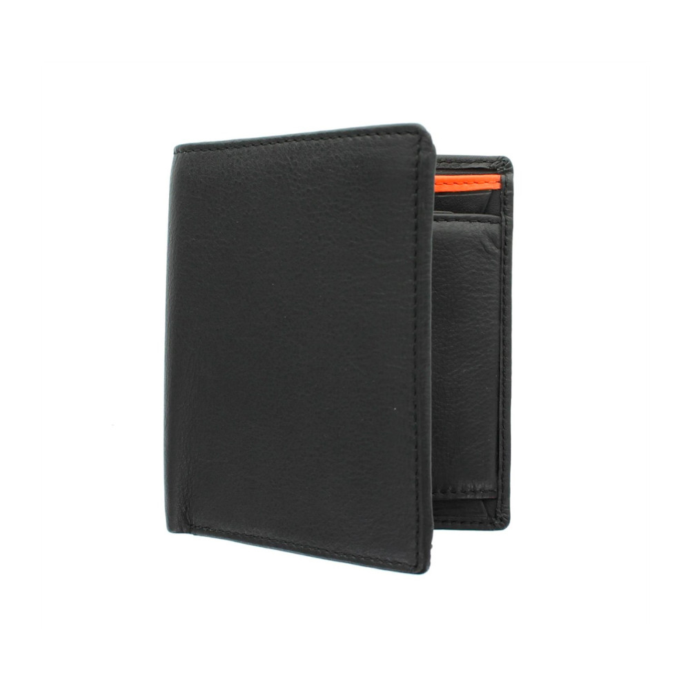 Мужской кожаный кошелек с монетницей Visconti BD22 c RFID - Dr. No  (Black/Red/Orange)