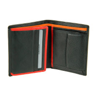 Мужской кожаный кошелек с монетницей Visconti BD22 c RFID - Dr. No  (Black/Red/Orange)