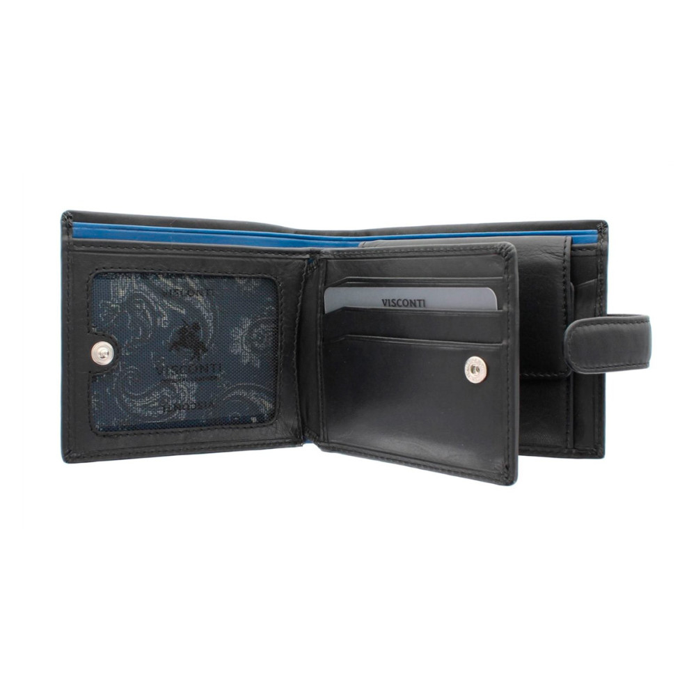 Мужской кошелек Visconti PM102 - Leonardo (black/cobalt) 