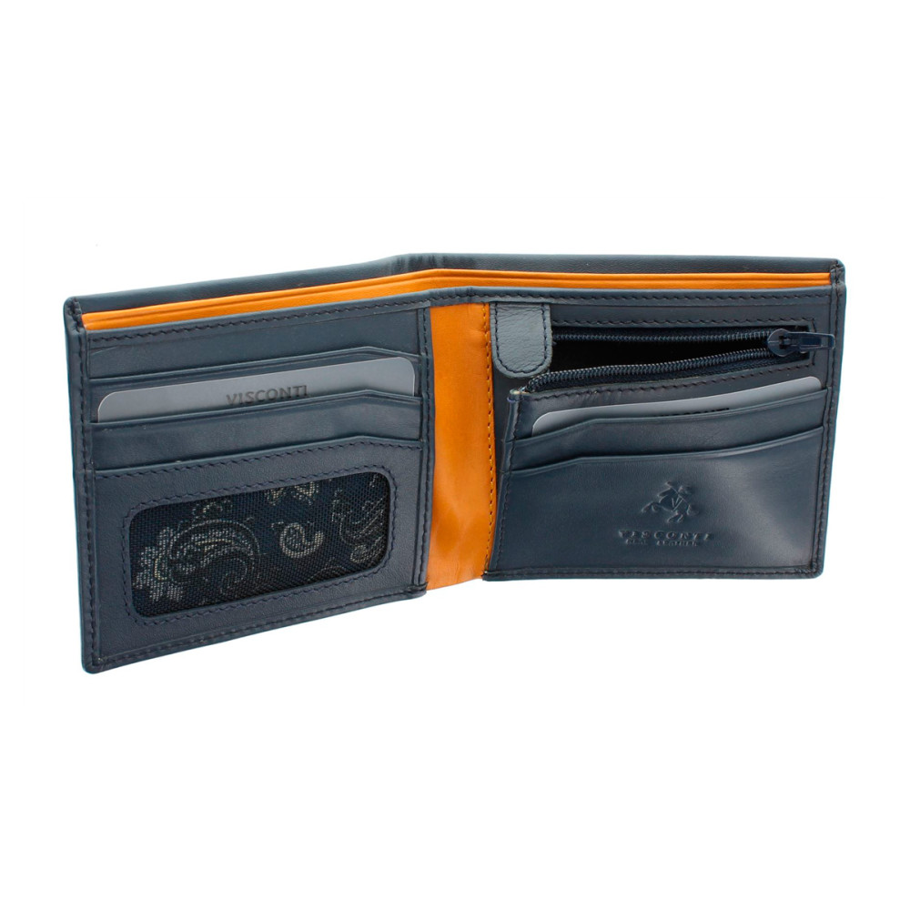 Мужской кожаный кошелек Visconti PM101 Pablo (Blue/Must) 