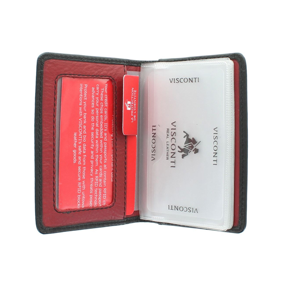 Кожаная кредитница Visconti VSL24 с RFID - (black/red) 