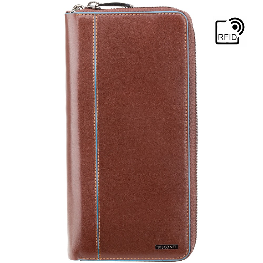 Мужской клатч (тревелер) Visconti ALP89 с RFID Alfred (Italian Brown)