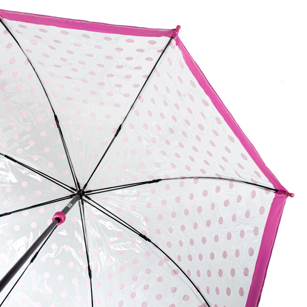 Женский прозрачный зонт-трость Fulton Birdcage-2 L042 - Pink Polka - (Розовый горох)