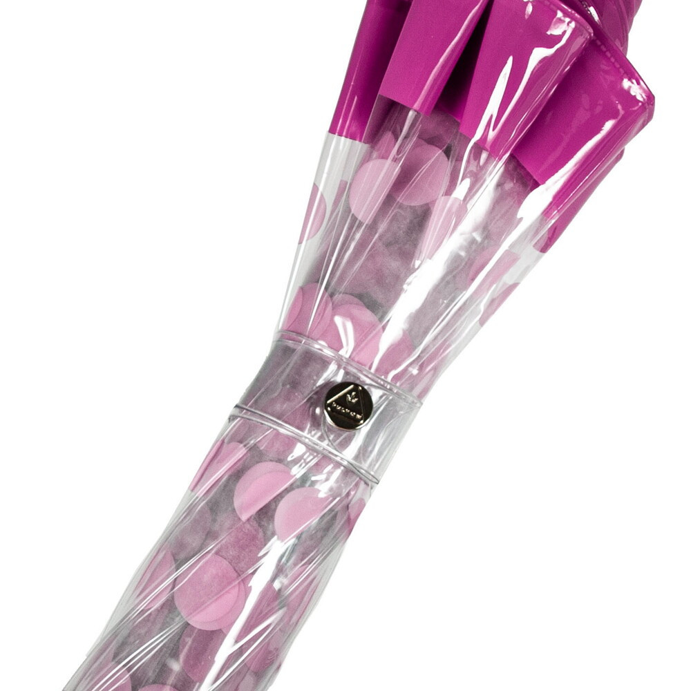 Женский прозрачный зонт-трость Fulton Birdcage-2 L042 - Pink Polka - (Розовый горох)