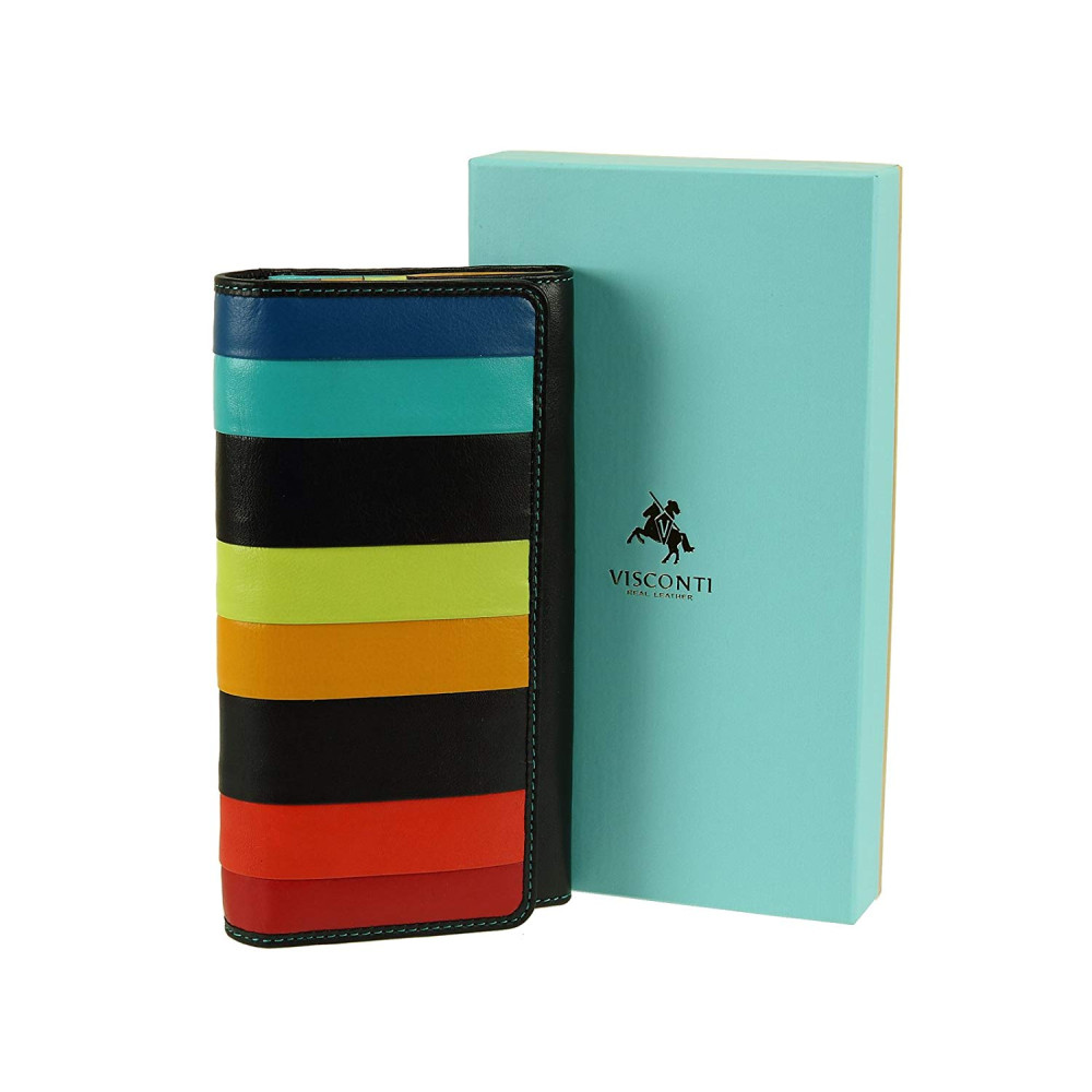 Женский кожаный кошелек Visconti STR4 c RFID Kos (Black Multi)