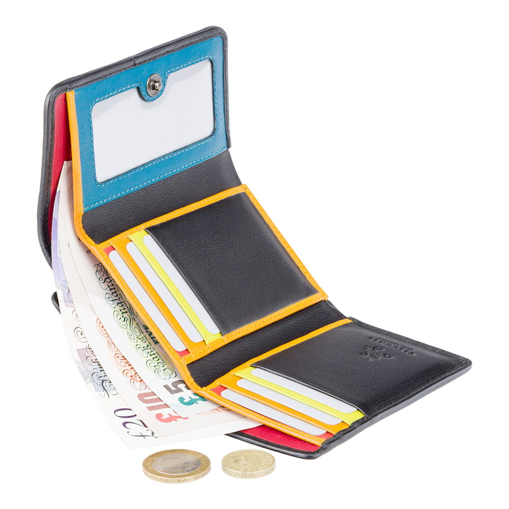 Женский кожаный кошелек Visconti STR3 с RFID Halki (black multi)