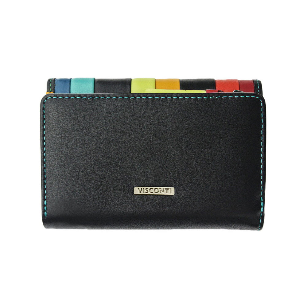 Женский кожаный кошелек Visconti STR3 с RFID Halki (black multi)