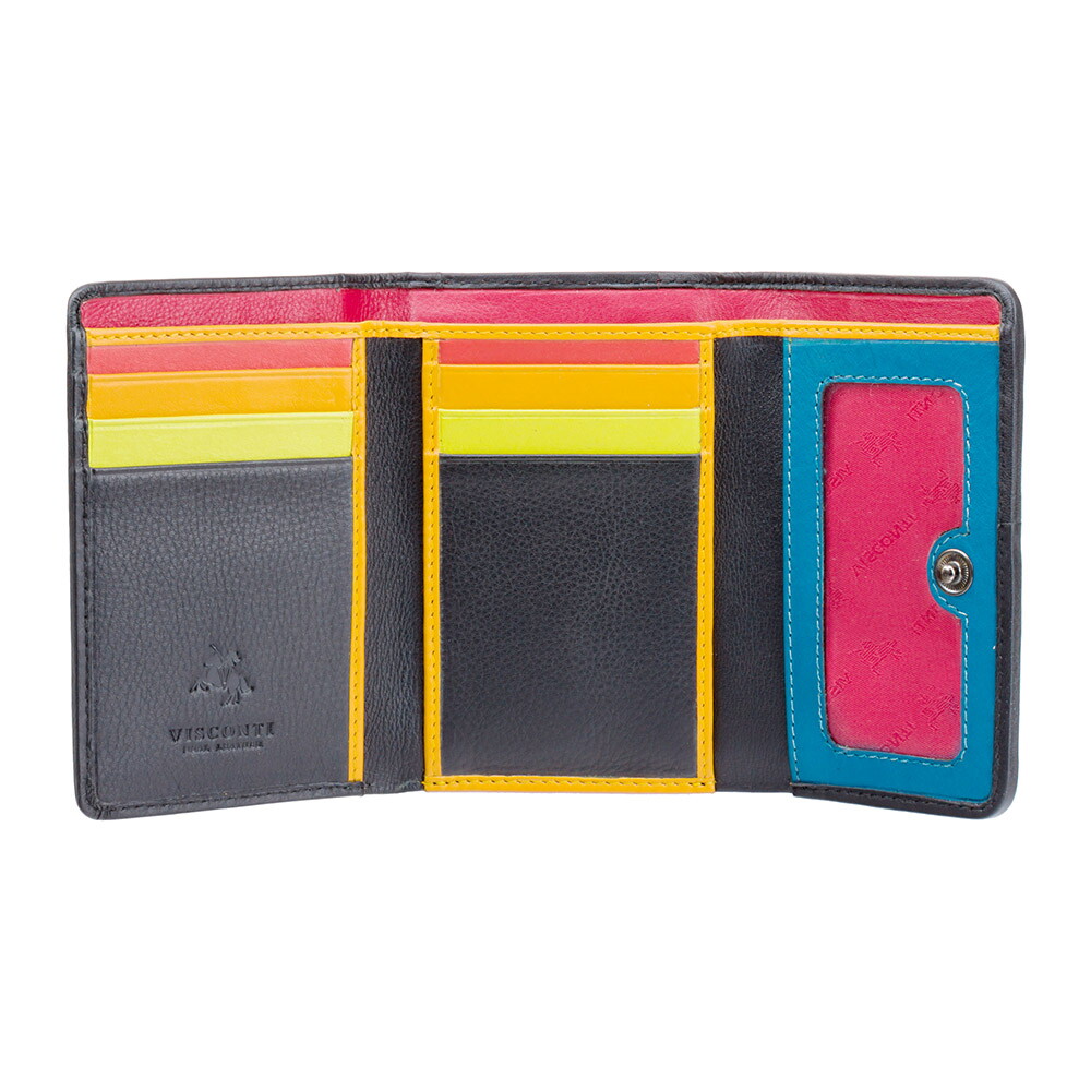 Женский кожаный кошелек Visconti STR3 с RFID Halki (black multi)