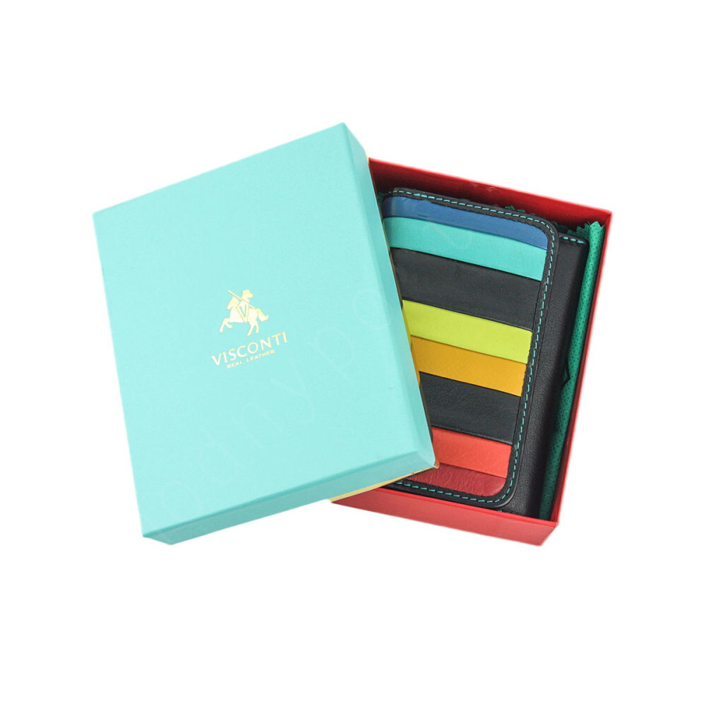 Женский кожаный кошелек Visconti STR3 с RFID Halki (black multi)