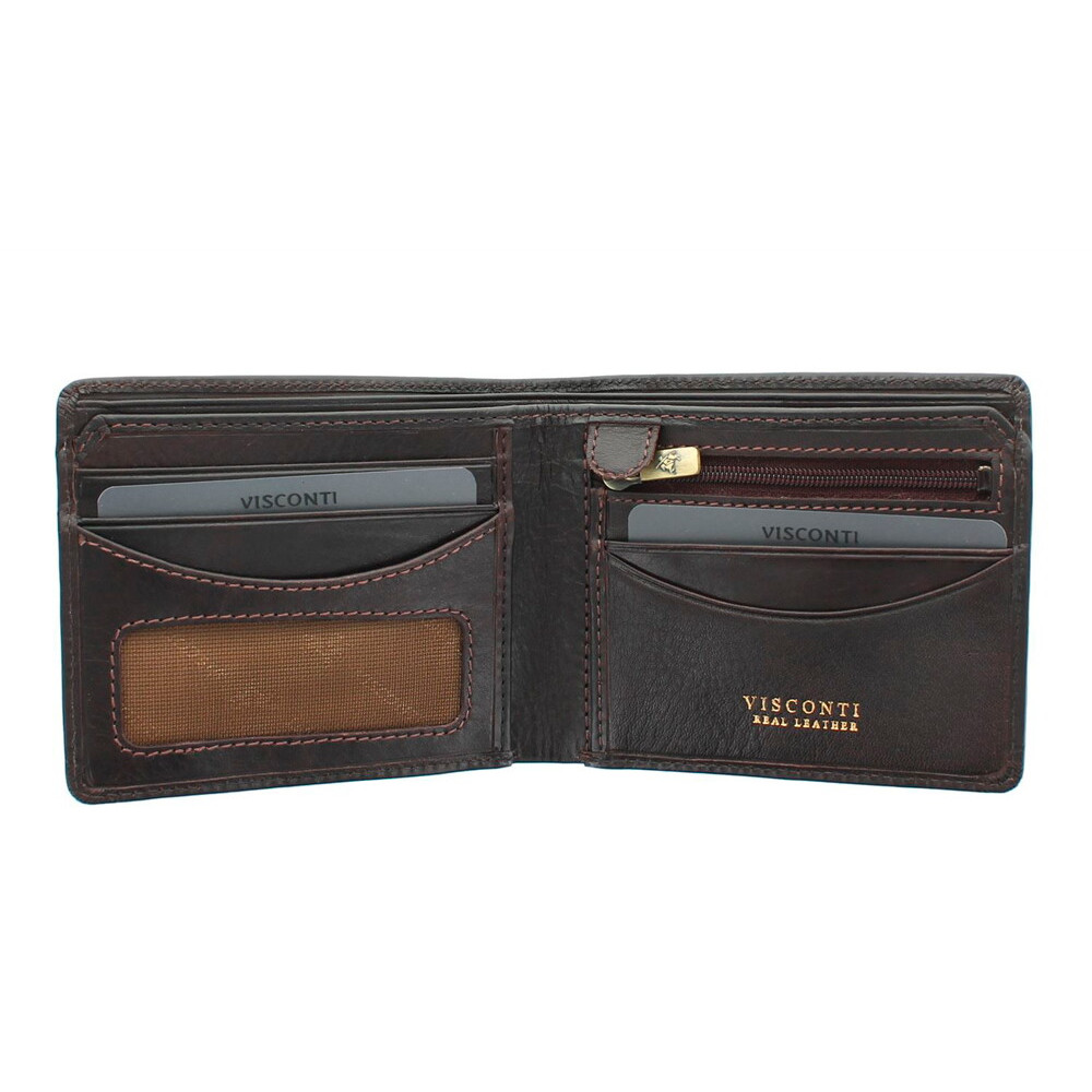 Мужской кожаный кошелек с монетницей Visconti TSC46 с RFID Francesca (Brown) 