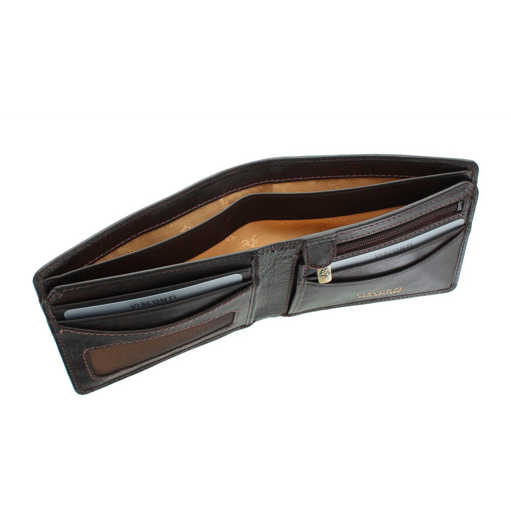 Мужской кожаный кошелек с монетницей Visconti TSC46 с RFID Francesca (Brown) 