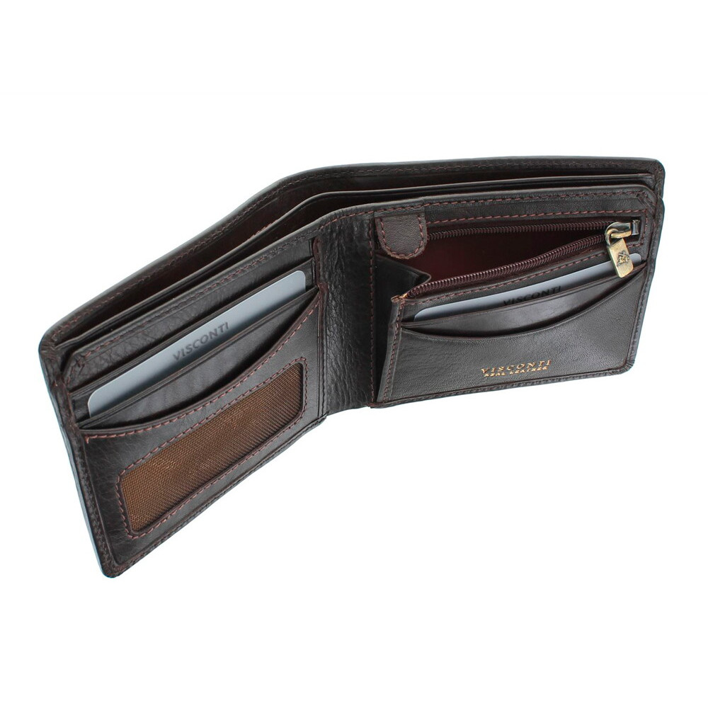 Мужской кожаный кошелек с монетницей Visconti TSC46 с RFID Francesca (Brown) 