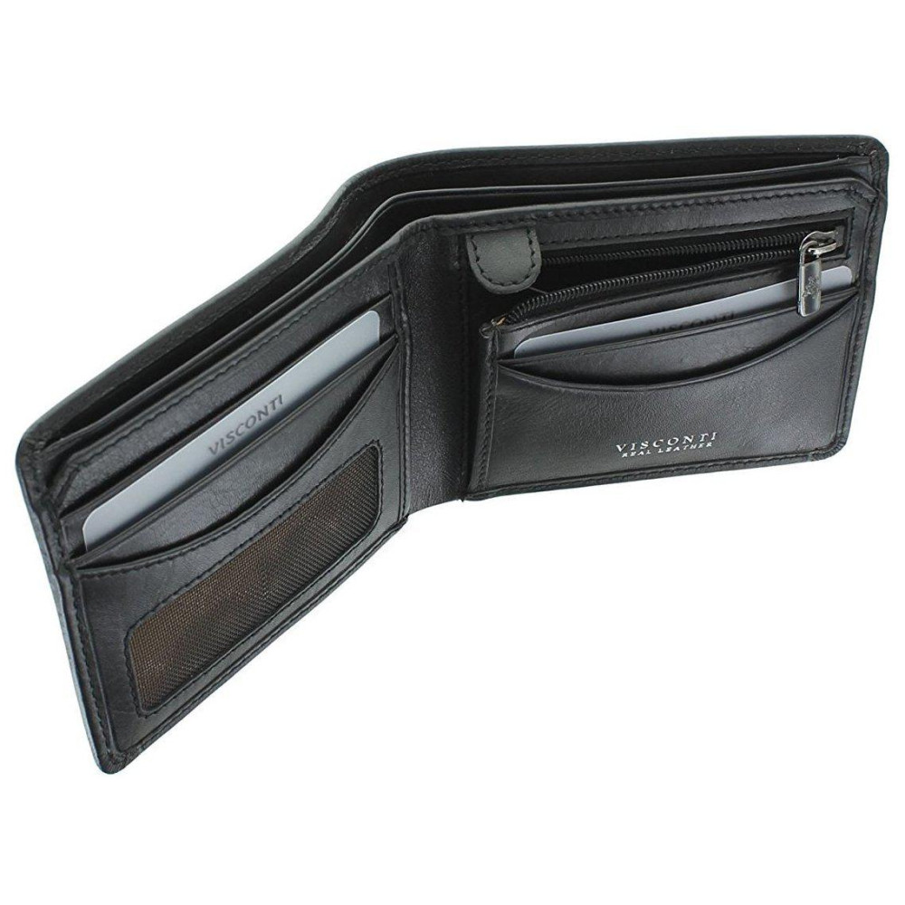 Мужской кожаный кошелек с монетницей Visconti TSC46 с RFID Francesca (Black) 