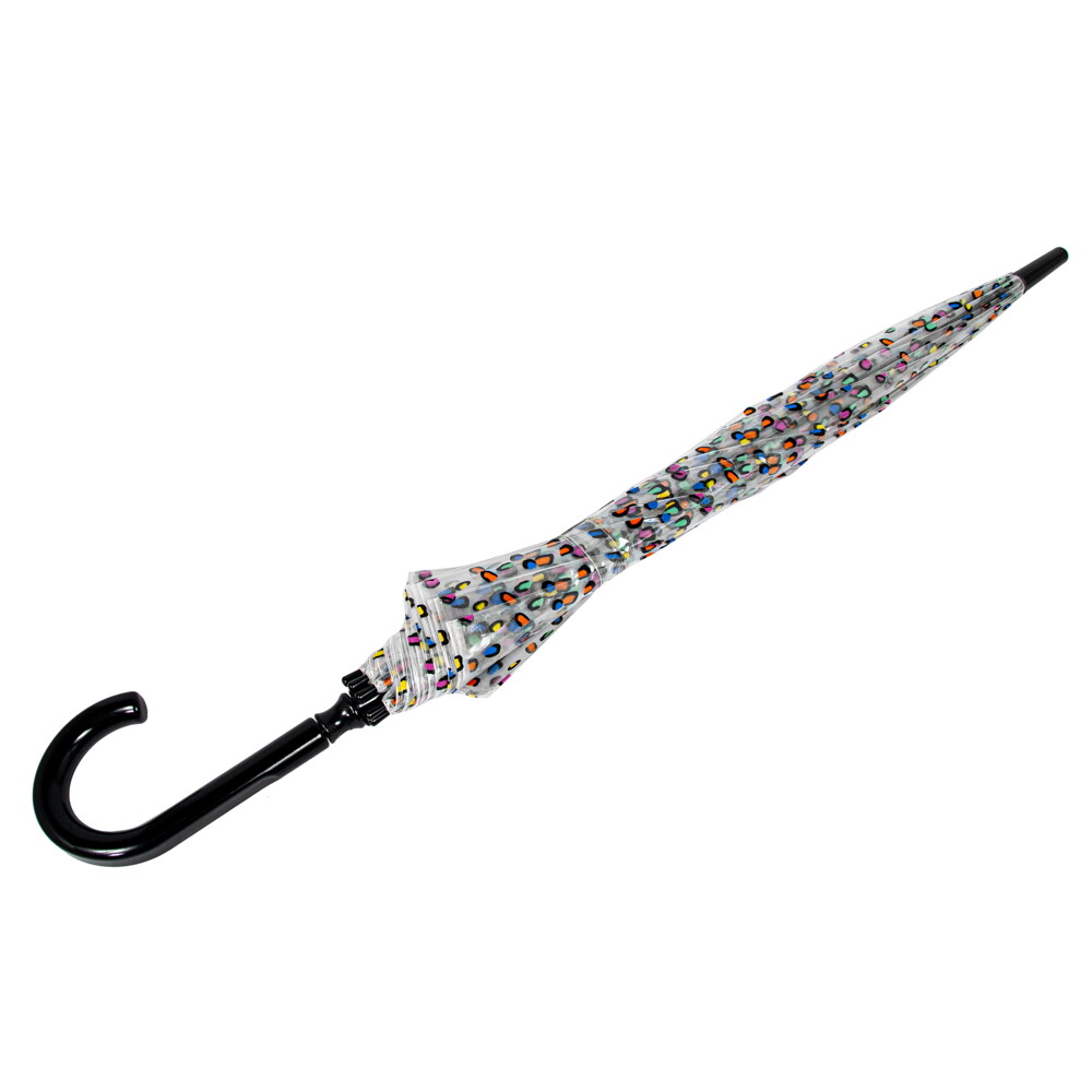 Женский прозрачный зонт-трость Fulton Birdcage-2 L042 - Candy Leopard (Конфетный леопард)