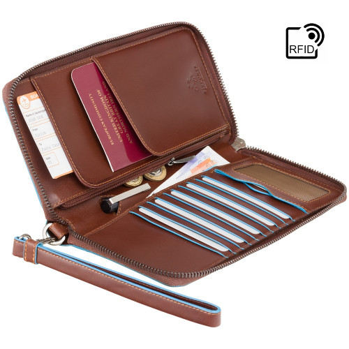 Чоловічий клатч (тревелер) Visconti ALP89 із RFID Alfred (Italian Brown)