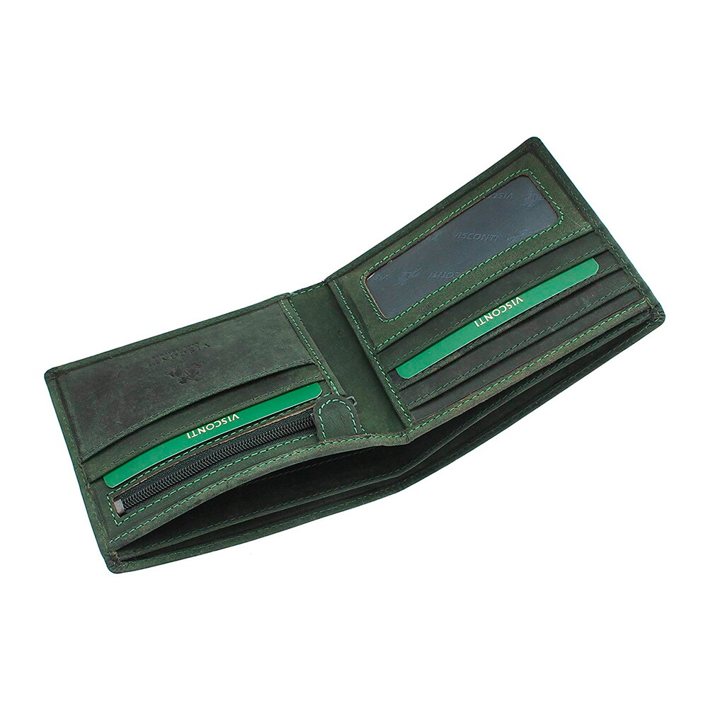 Мужской кожаный кошелек Visconti 707 Shield (Oil Green)