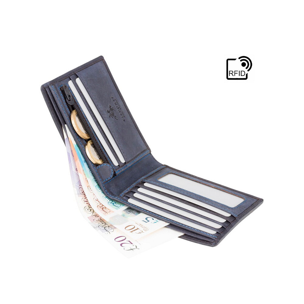 Мужской кожаный кошелек Visconti 707 Shield (Oil Blue) 