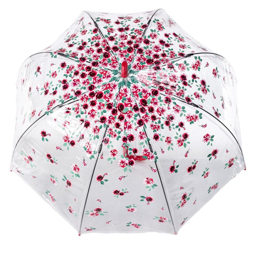 Женский прозрачный зонт-трость Fulton Birdcage-2 L042 - Rose Bud (Розовый бутон)