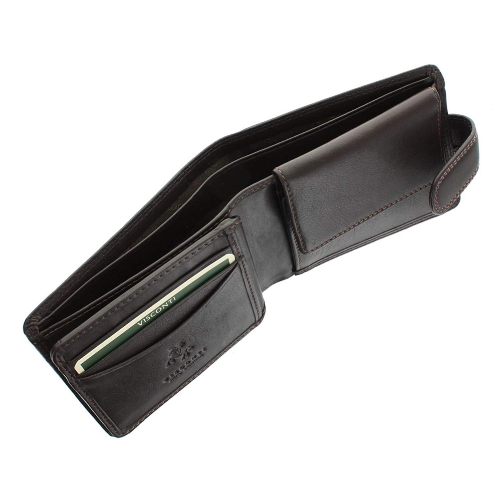 Мужской кожаный кошелек Vіsconti HT10 с RFID Knightsbrige (Choc)