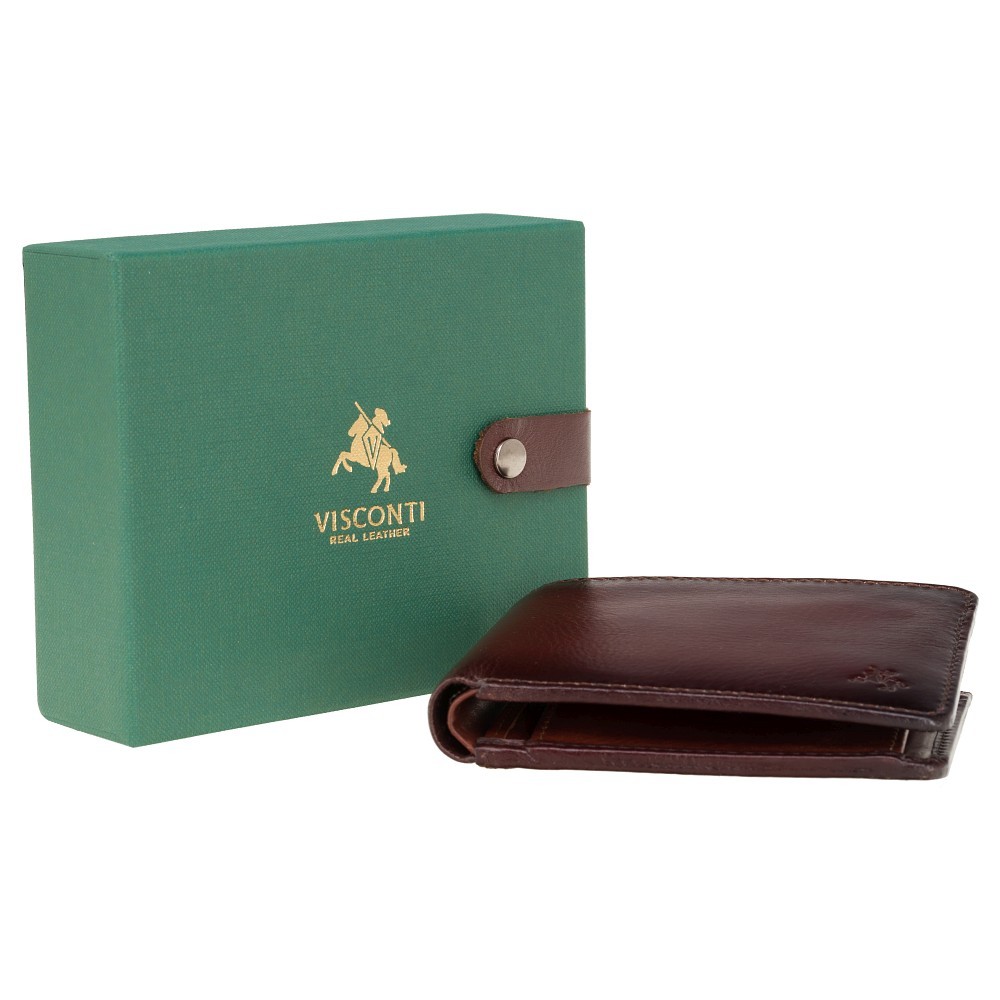 Мужской кожаный кошелек Visconti AT60 Tap-n-Go c RFID Arthur (Burnish Tan)