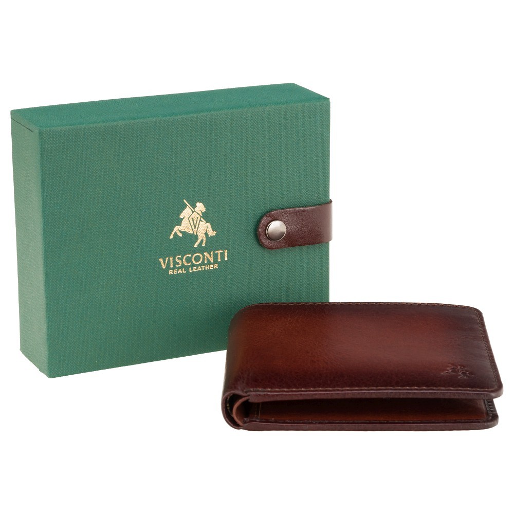 Мужской кожаный кошелек Visconti AT58 c RFID Milo (Burnish Tan)