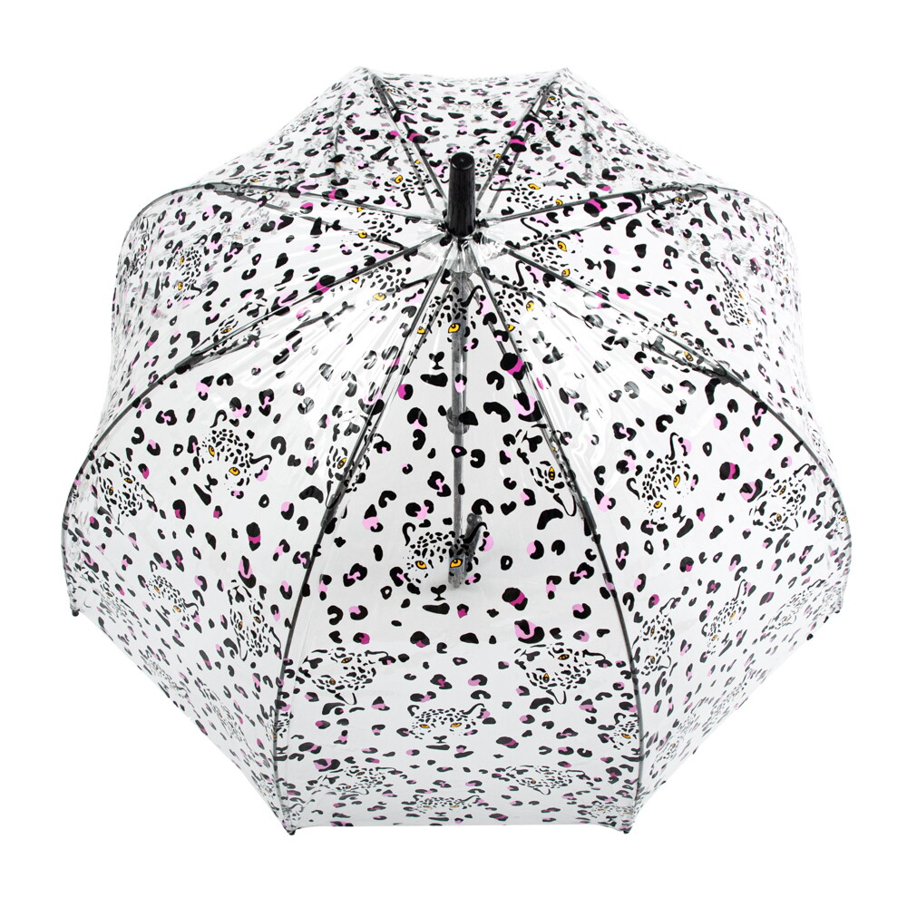 Женский прозрачный зонт-трость Fulton Birdcage-2 L042- Leopard Camo (Леопардовый Камуфляж)
