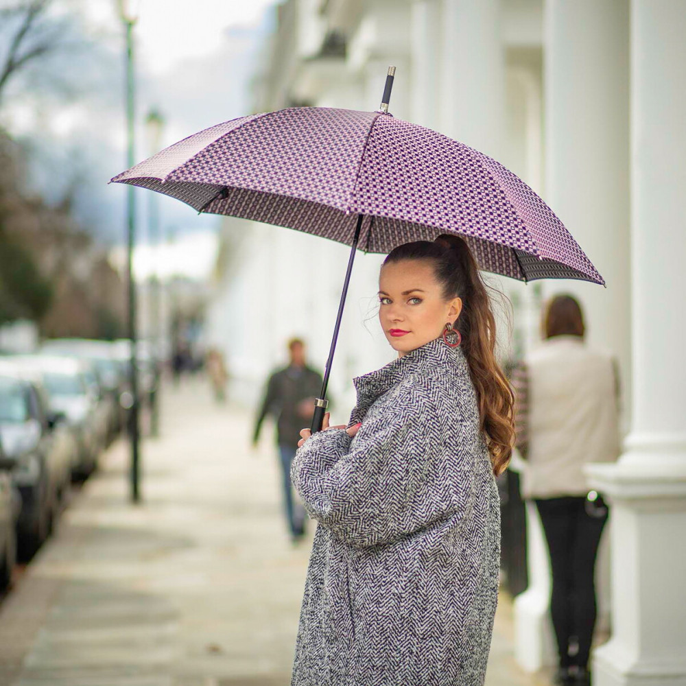 Женский механический зонт-трость Fulton Diamond L850 Princess Pink Foulard (Принцесса)
