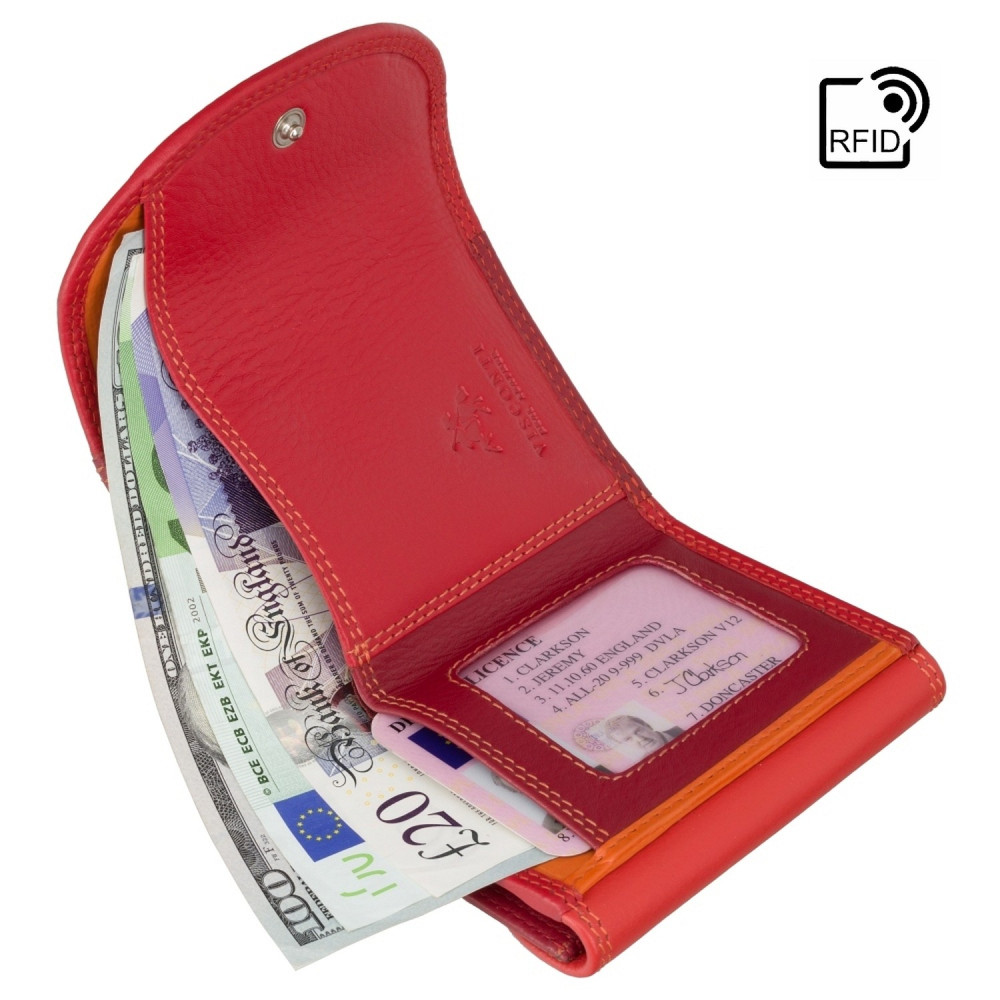 Маленький женский кожаный кошелек Visconti RB126 Zanzibar (Red Multi)