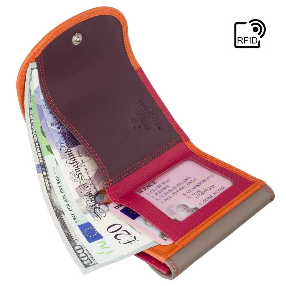 Маленький женский кожаный кошелек Visconti RB126 Zanzibar (Orange Multi)