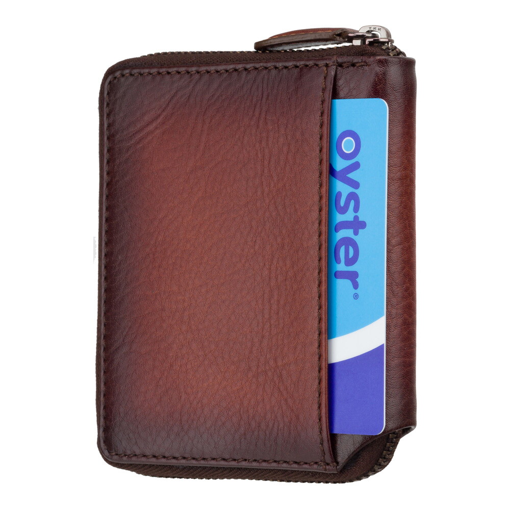 Мужской кожаный кошелёк на молнии Visconti AT65 Mondello с Tap-n-Go (Burnish Tan)
