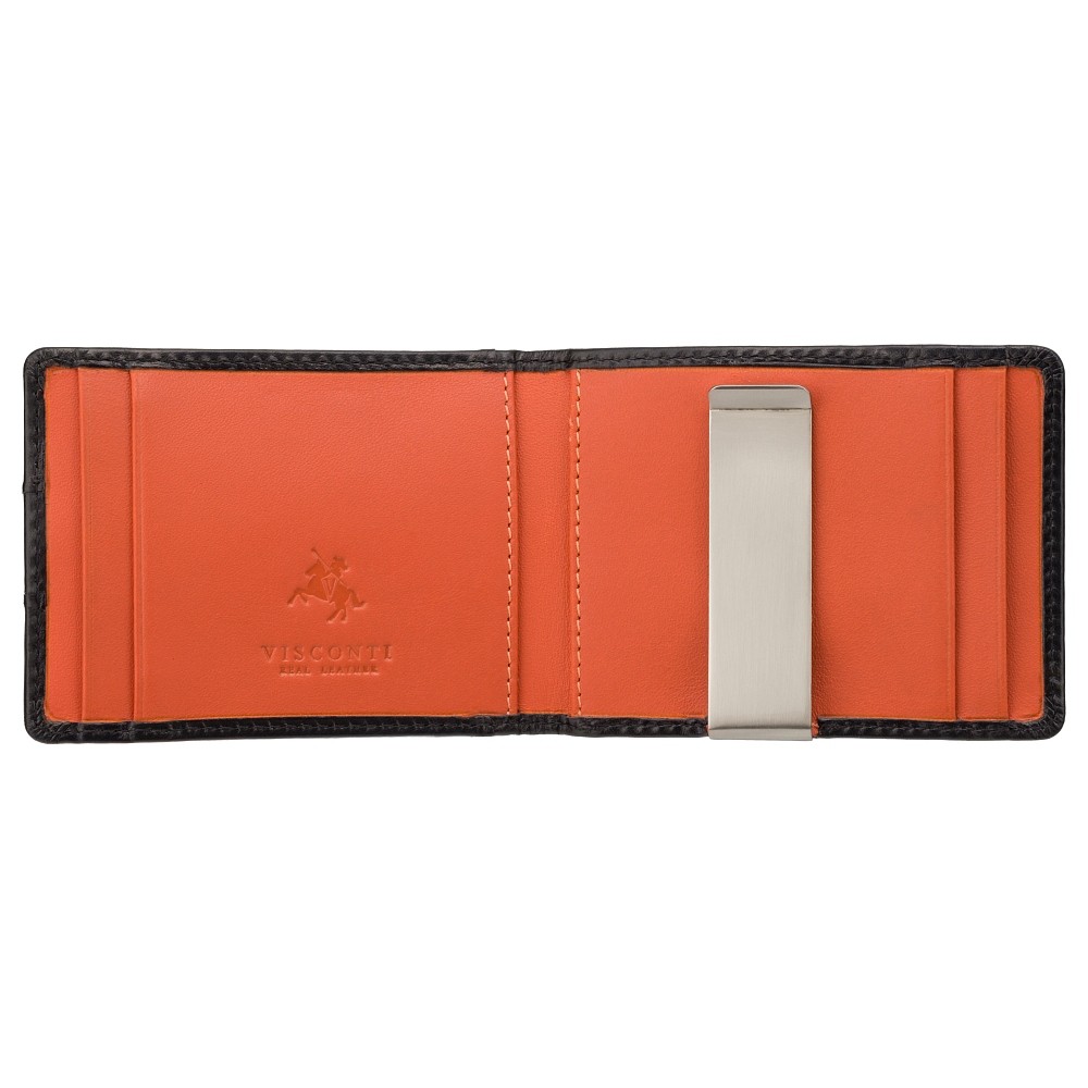 Кожаный зажим для купюр с Tap-n-Go Visconti VSL57 Chisel (Black Monza/Orange)