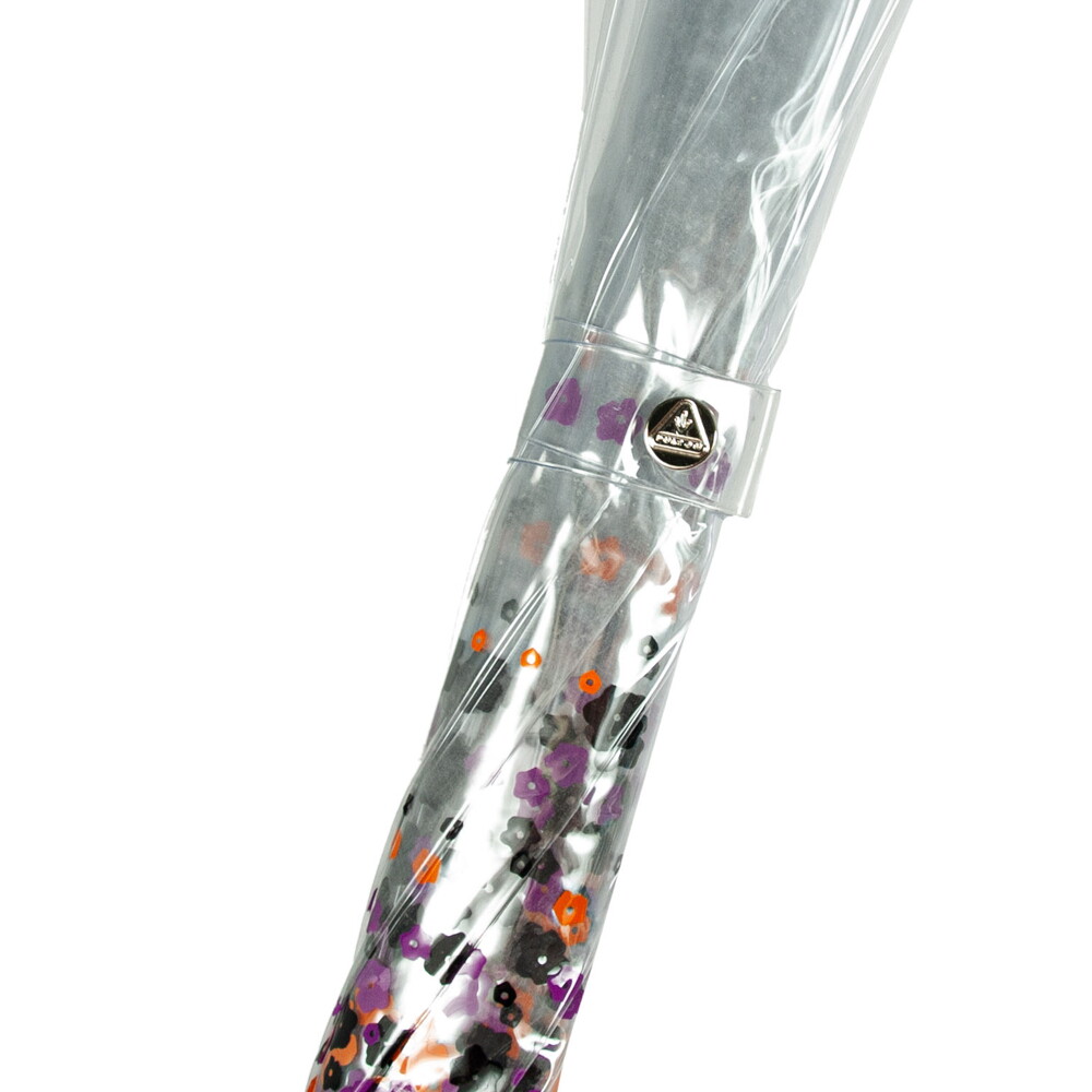 Женский прозрачный зонт-трость Fulton Birdcage-2 L042 Hippie Scatter (Разноцветные незабудки)