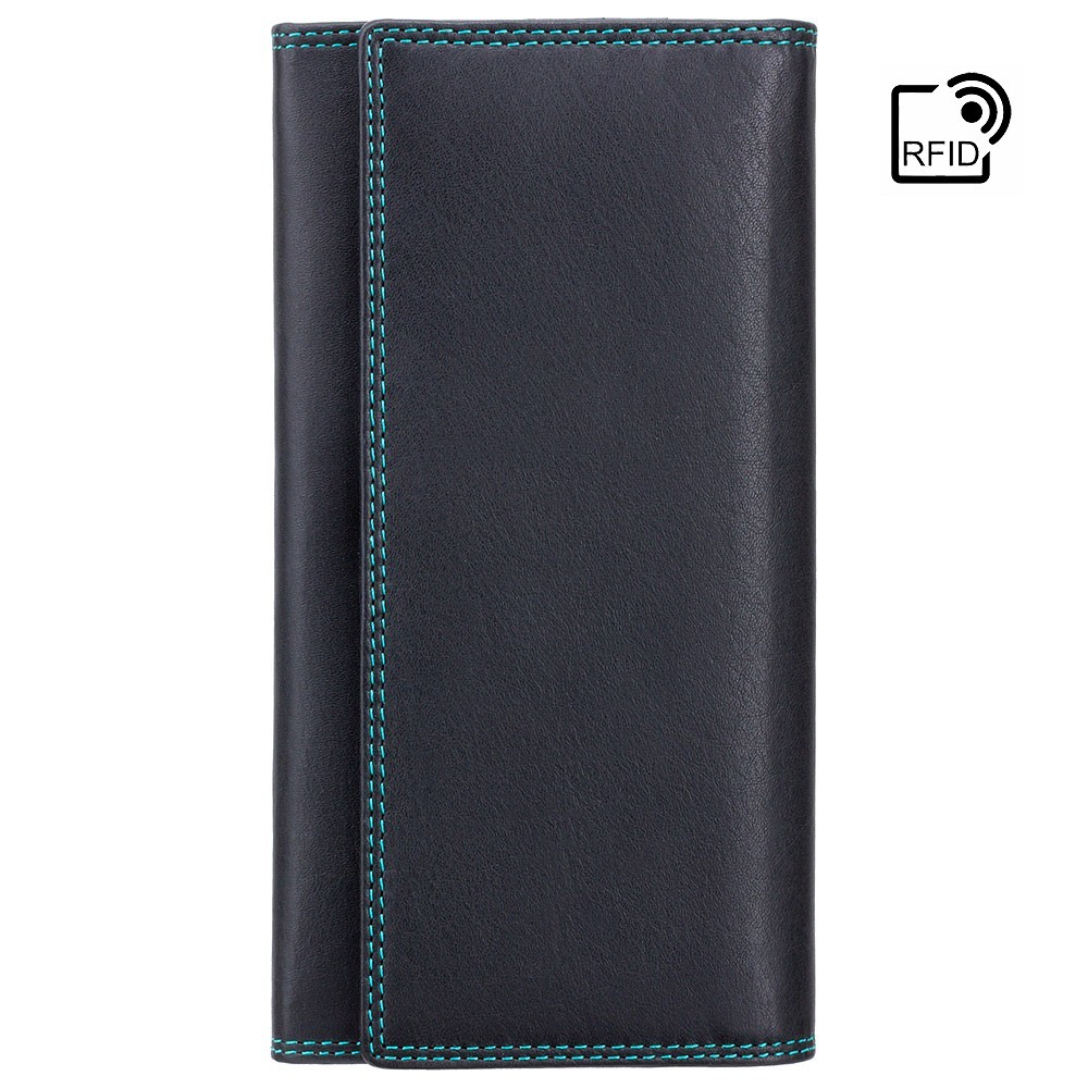 Женский кожаный кошелек Visconti CD21 с RFID Topaz (Black-Aqua)