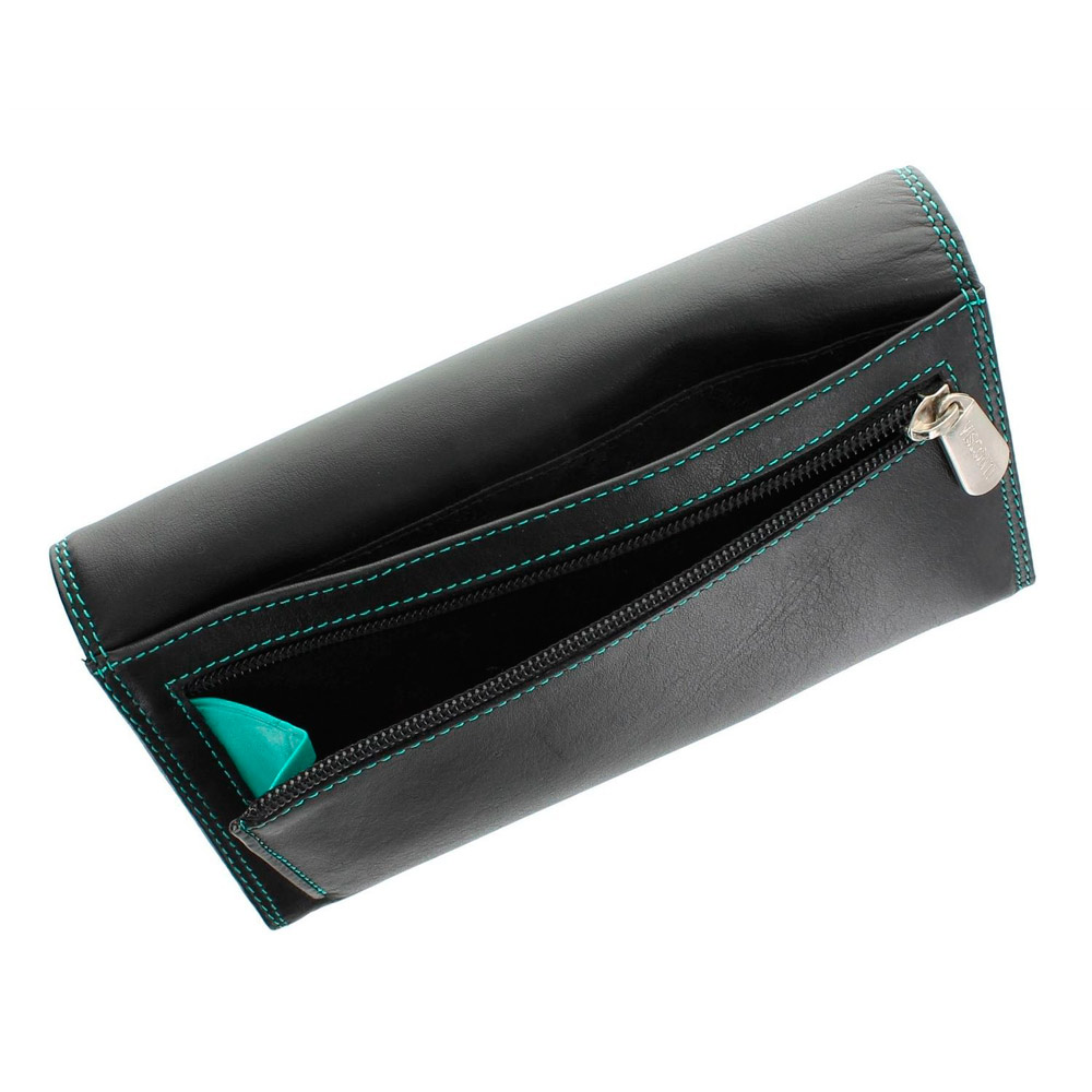Женский кожаный кошелек Visconti CD21 с RFID Topaz (Black-Aqua)
