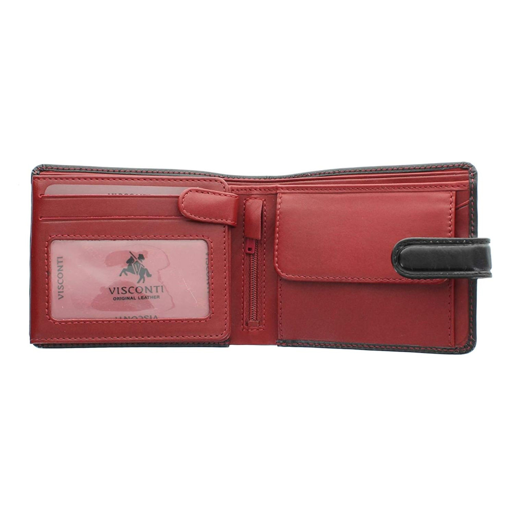 Мужской кожаный кошелек Visconti TR35 с RFID Atlantis (Black-Red)