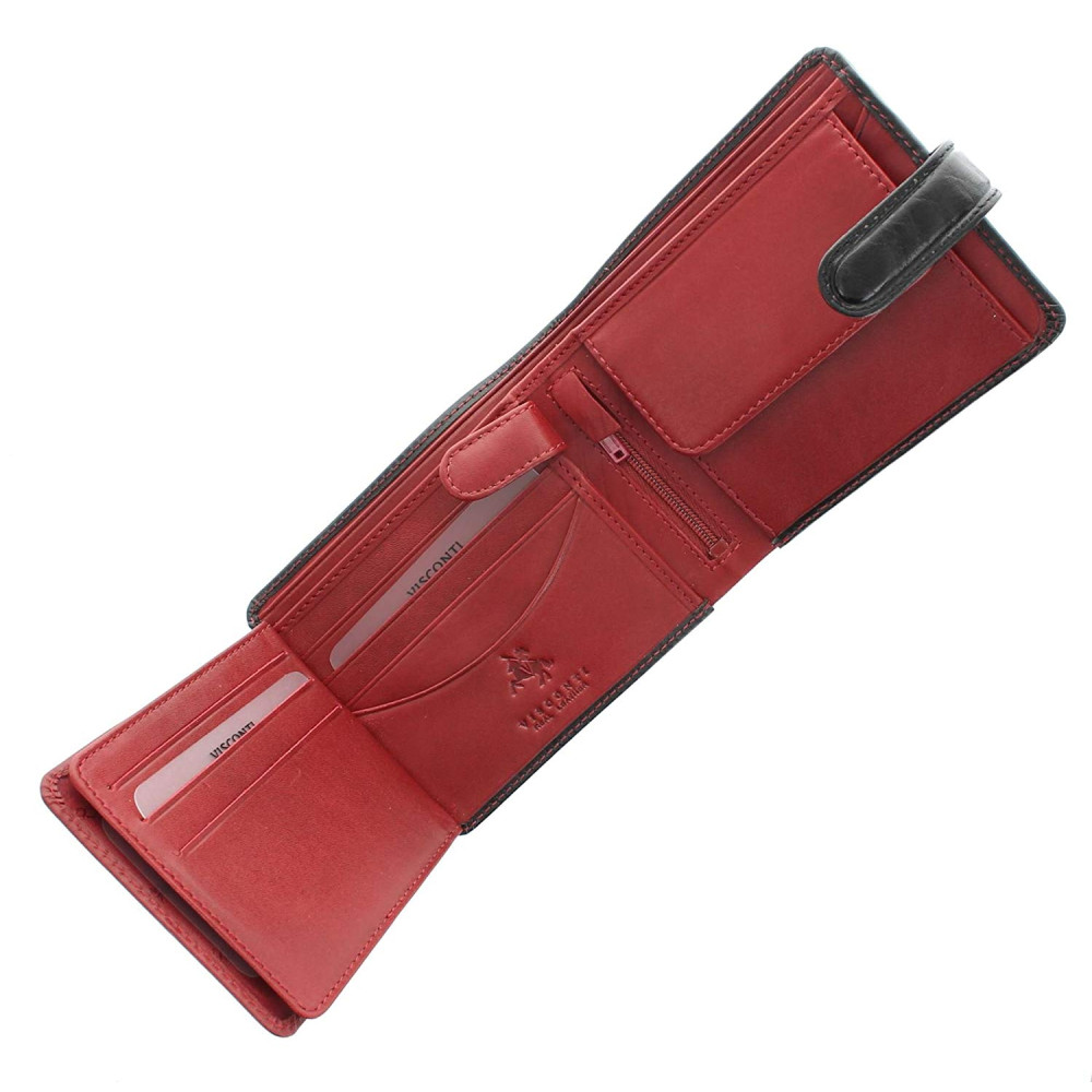 Мужской кожаный кошелек Visconti TR35 с RFID Atlantis (Black-Red)