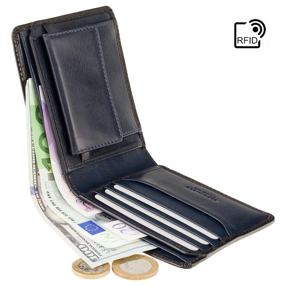 Мужской кожаный кошелек Visconti AT60 Tap-n-Go c RFID Arthur (Burnish Blue)