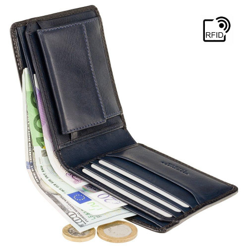 Мужской кошелек Visconti AT60 Tap-n-Go c RFID Arthur (Burnish Blue)