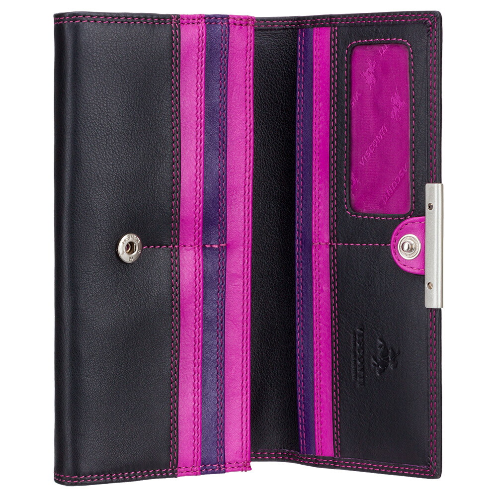 Женский кожаный кошелек Visconti R11 Paloma (Black-Purple)