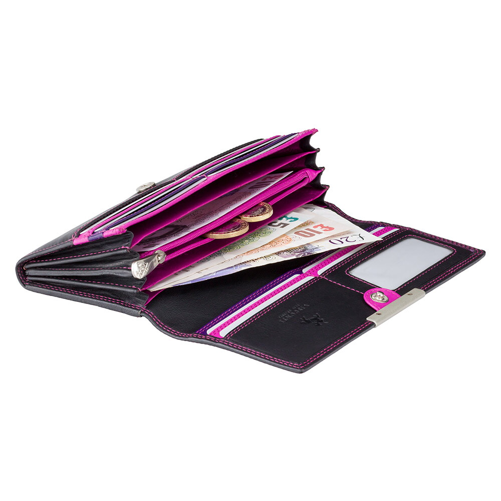Женский кожаный кошелек Visconti R11 Paloma (Black-Purple)