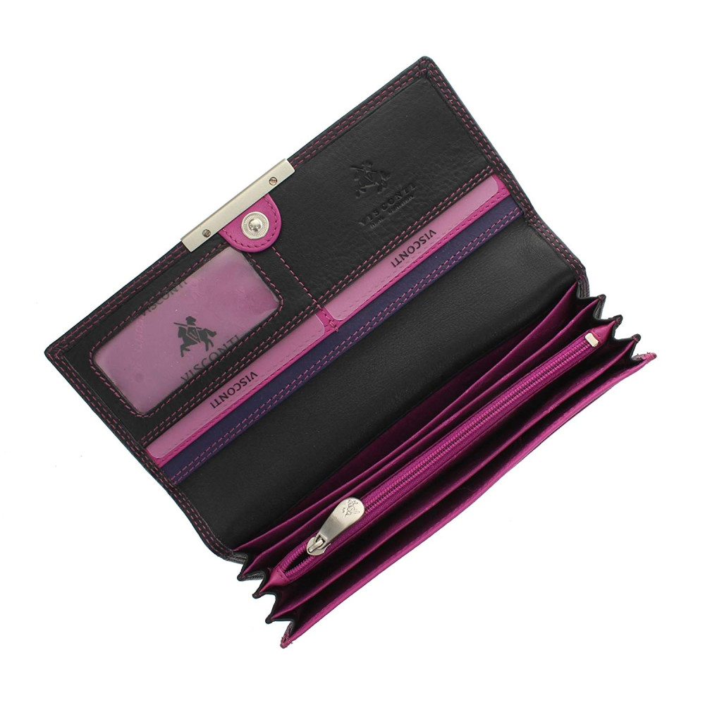 Женский кожаный кошелек Visconti R11 Paloma (Black-Purple)