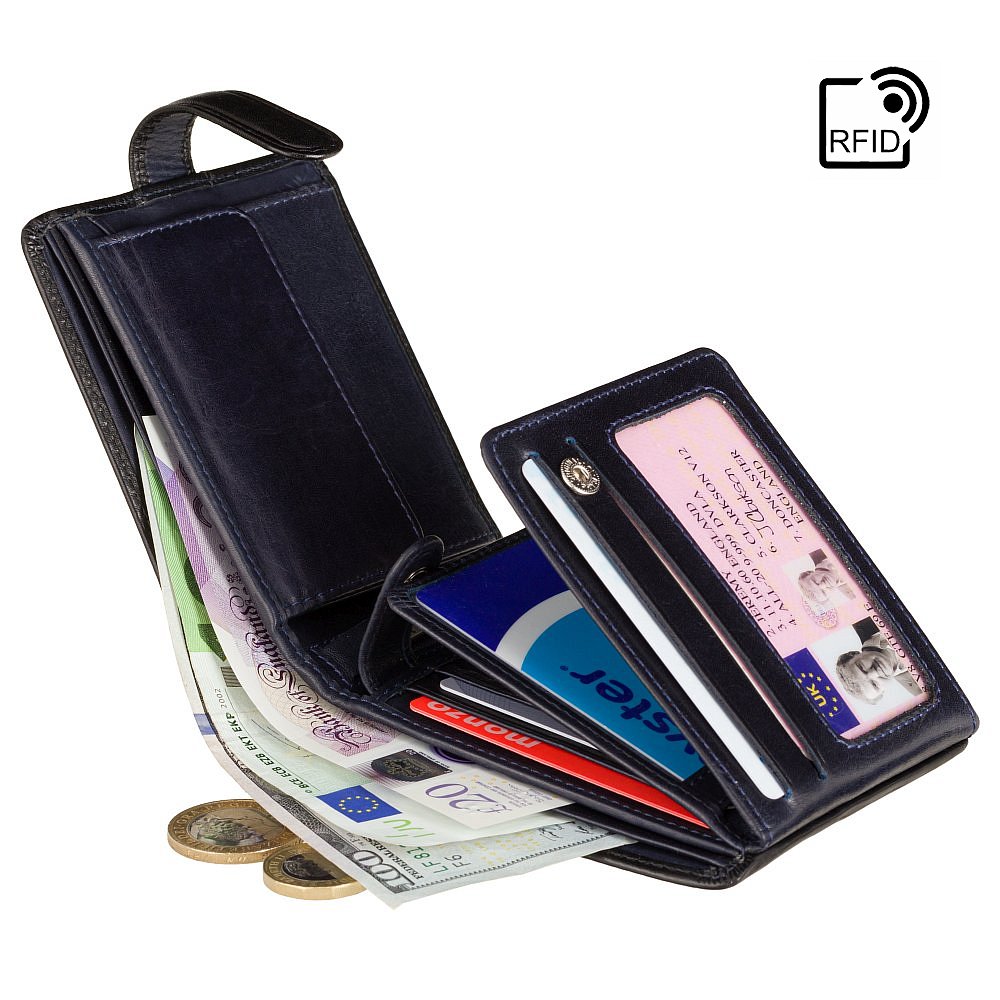 Мужской кошелек Visconti TR35 с защитой RFID Atlantis (Black-Blue)