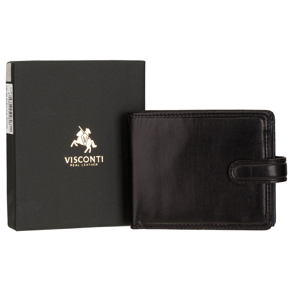 Мужской кошелек Visconti TR35 с защитой RFID Atlantis (Black-Blue)