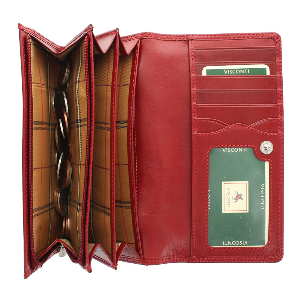 Женский кожаный кошелек Visconti MZ10 - Florence (red)