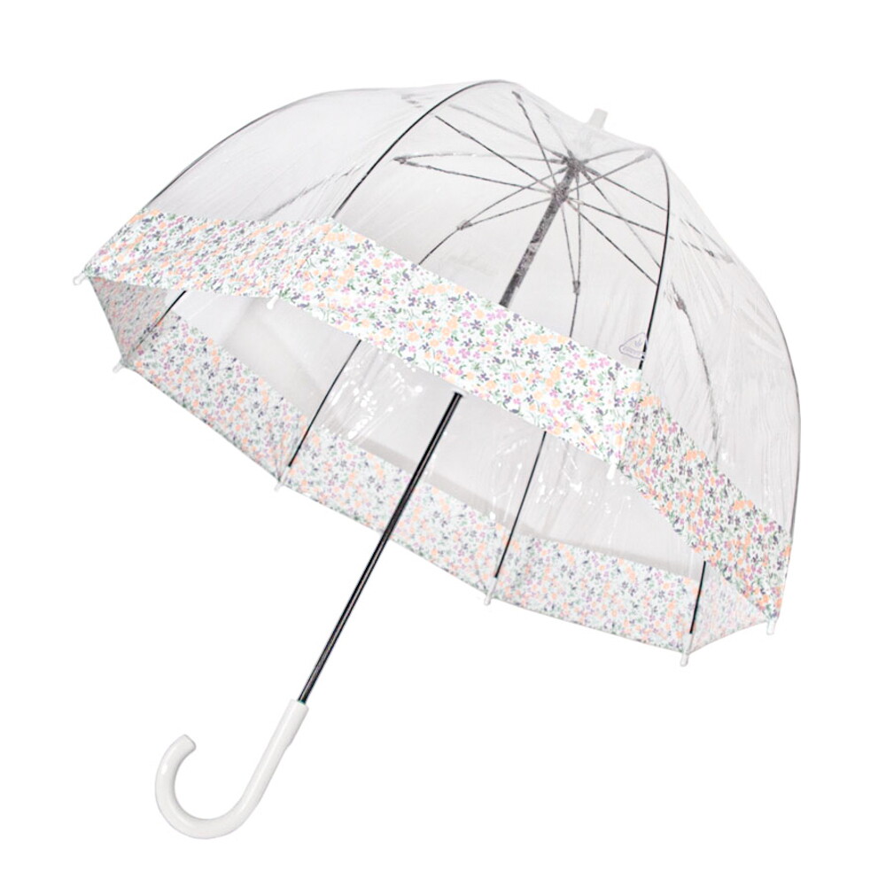Женский прозрачный зонт-трость Fulton L042 Birdcage-2 Wedding Floral Border (Цветочная кайма)