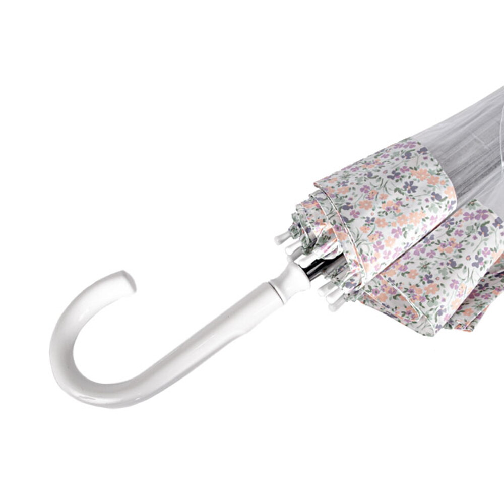 Женский прозрачный зонт-трость Fulton L042 Birdcage-2 Wedding Floral Border (Цветочная кайма)