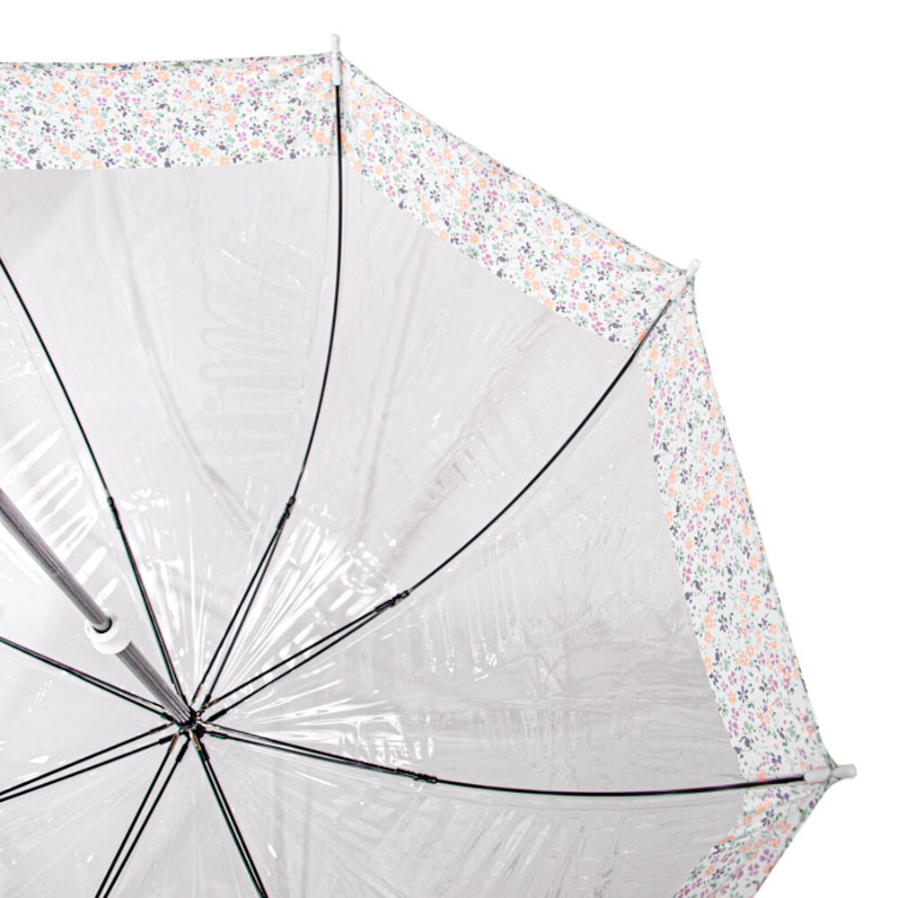 Женский прозрачный зонт-трость Fulton L042 Birdcage-2 Wedding Floral Border (Цветочная кайма)