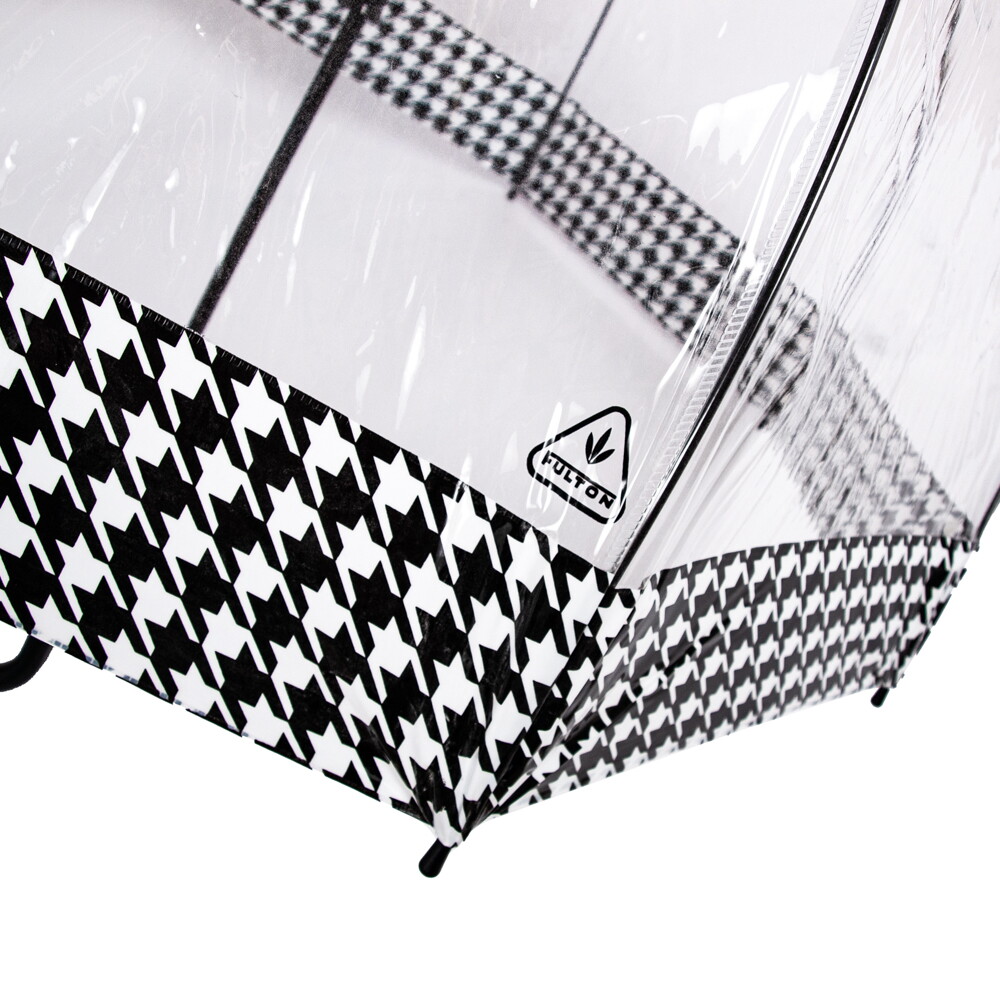 Женский прозрачный зонт-трость Fulton Birdcage-2 L042 Houndstooth Borde (Гусиная лапка)